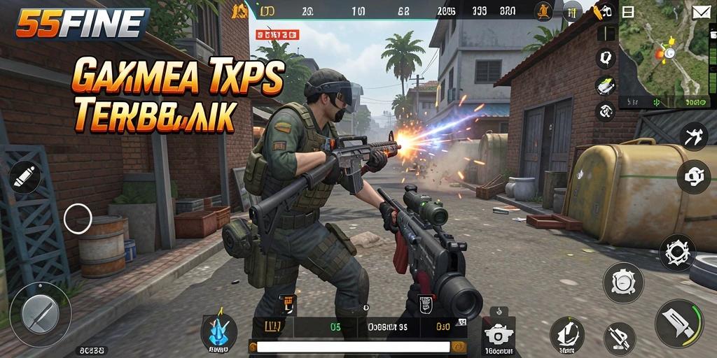 Screenshot gameplay 55FIVE dengan aksi TPS yang intens.