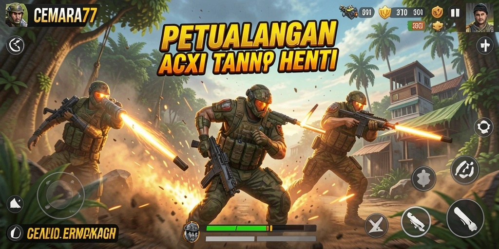 Tampilan gameplay CEMARA77 yang seru dalam aksi melawan musuh.