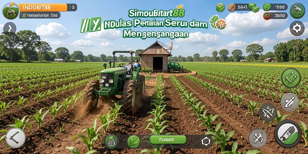 Screenshot gameplay INDOBIT88 menunjukkan pengalaman bertani yang asyik dan interaktif.