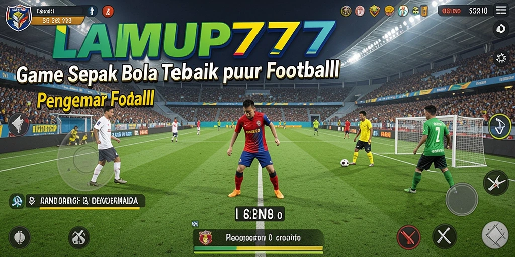 Tampilan gameplay seru LAMPU777 yang menggambarkan aksi sepak bola.