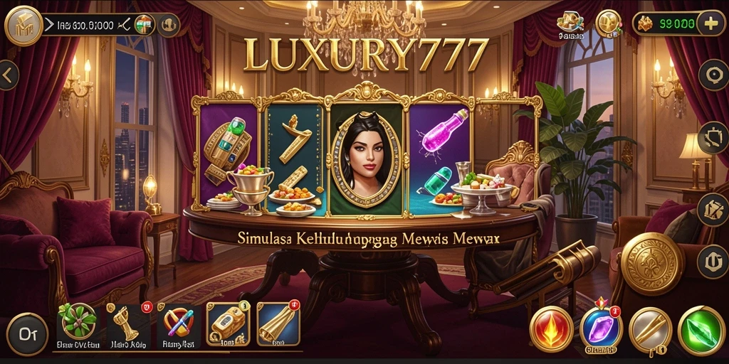 Gameplay LUXURY777 yang menampilkan kehidupan mewah dan penuh kesenangan.