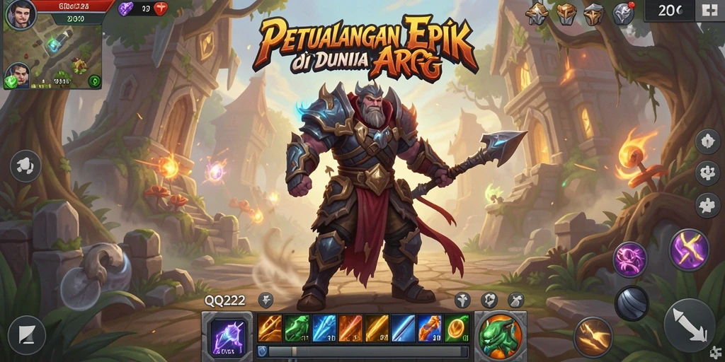 Tangkapan layar menampilkan pertarungan seru dalam gameplay ARPG QQ222.