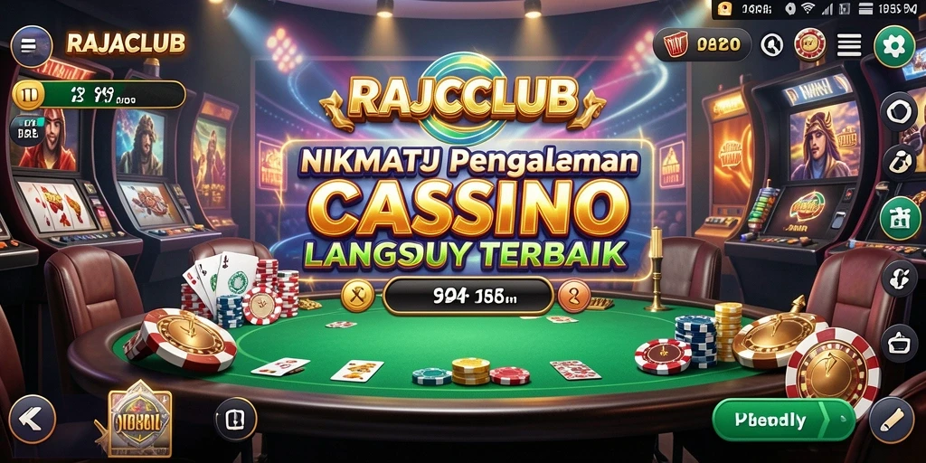 Tampilan gameplay RAJACLUB dengan dealer langsung dan suasana kasino yang mendebarkan.