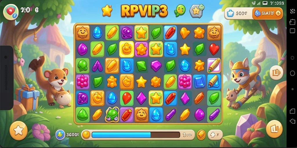 Gameplay RPVIP3 menampilkan tantangan seru dalam mencocokkan elemen.