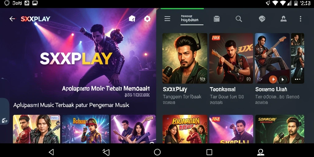 Tampilan screenshot SXXPLAY dengan berbagai fitur menarik untuk mendengarkan musik.
