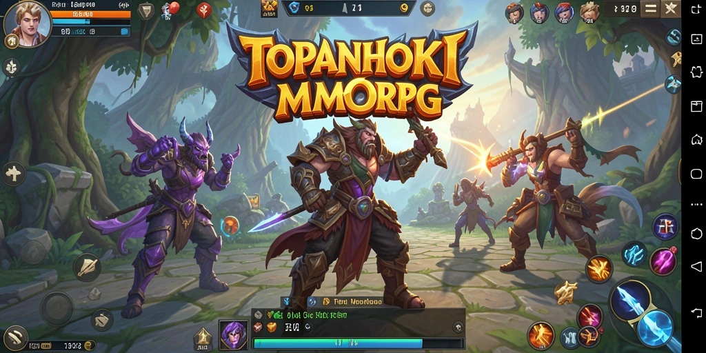Gameplay seru di dunia fantasi TOPANHOKI dengan pertarungan yang mendebarkan.